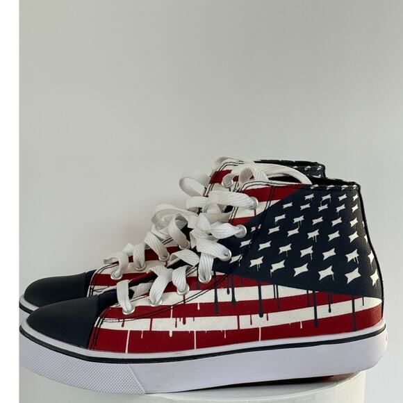 Heelys Hustle American Flag Skate Shoes Mens 8 Red White Blue Hi Top Wheeled EUC main image 6
